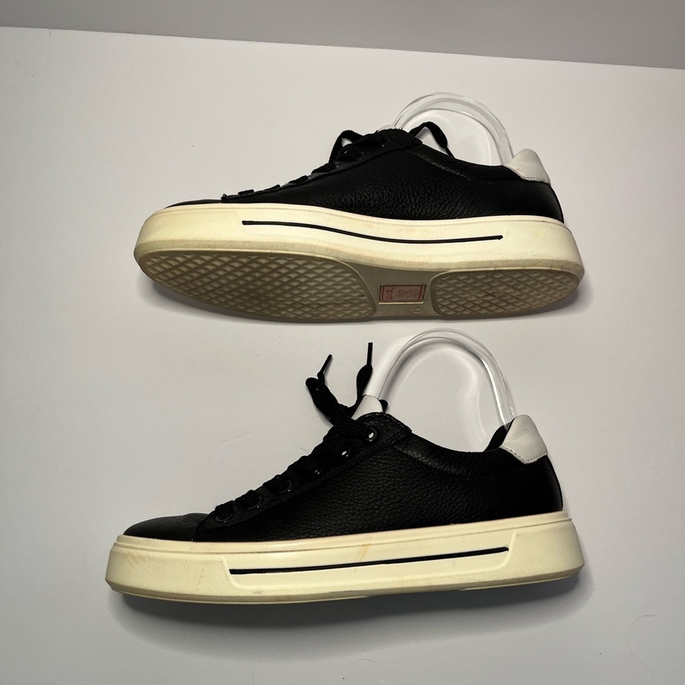 Ara Black Leather Sneakers with White Heel Tab - Picture 8 of 10